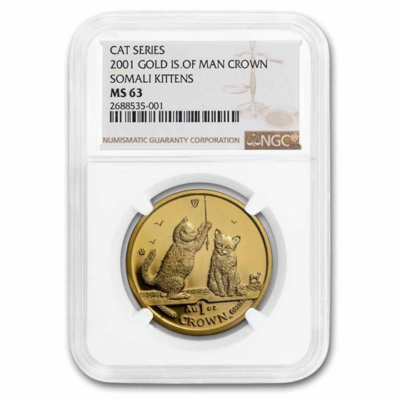 2001 Isle of Man 1 oz Gold Somali Kitten MS-63 NGC 2001 Isle of Man 1 oz Gold Somali Kitten MS-63 NGC