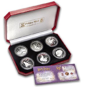 2001 Isle of Man 6-Coin Silver 1 Crown Harry Potter Proof Set