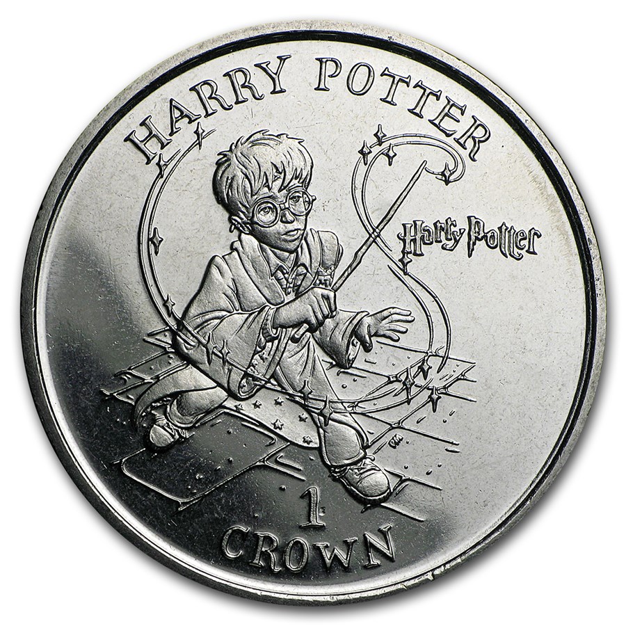 2001 Isle of Man Cupro-Nickel 1 Crown Harry Casting a Spell