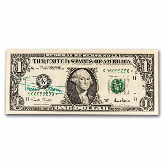 2001* (K-Dallas) $1 FRN CU (Fr#1927-K*) Marin Autograph 2001* (K-Dallas) $1 FRN CU (Fr#1927-K*) Marin Autograph