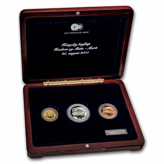 2001 Norway 3 coin Proof Gold Prestige Set