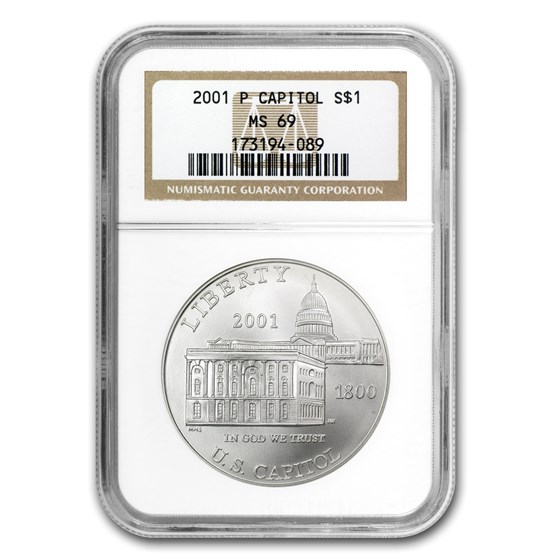 2001-P Capitol Visitor Center $1 Silver Commem MS-69 NGC 2001-P Capitol Visitor Center $1 Silver Commem MS-69 NGC