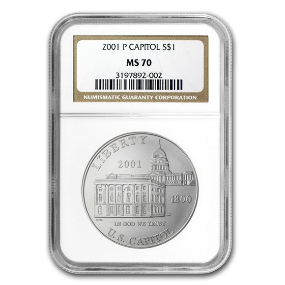 2001-P Capitol Visitor Center $1 Silver Commem MS-70 NGC 2001-P Capitol Visitor Center $1 Silver Commem MS-70 NGC