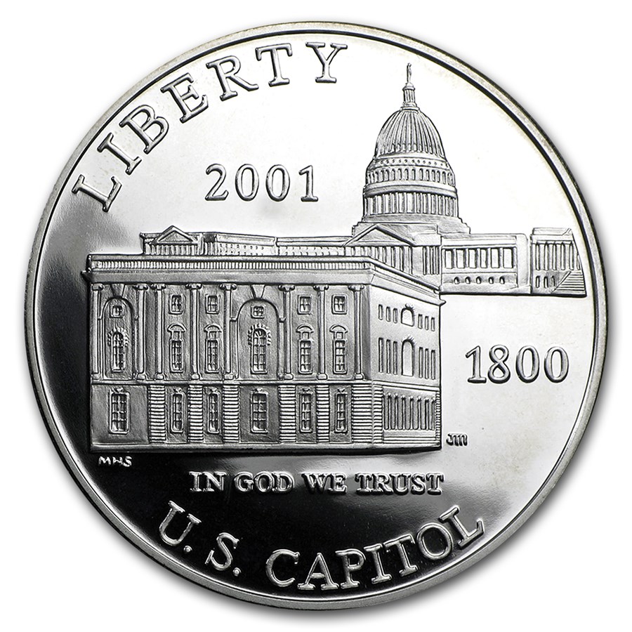 2001-P Capitol Visitor Center $1 Silver Commem Prf (w/Box & COA)