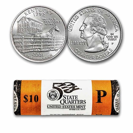 2001-P Kentucky Statehood Quarter 40-Coin Roll BU (Mint Wrapped) 2001-P Kentucky Statehood Quarter 40-Coin Roll BU (Mint Wrapped)