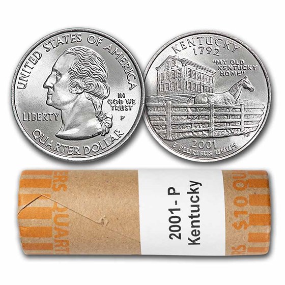 2001-P Kentucky Statehood Quarter 40-Coin Roll BU 2001-P Kentucky Statehood Quarter 40-Coin Roll BU