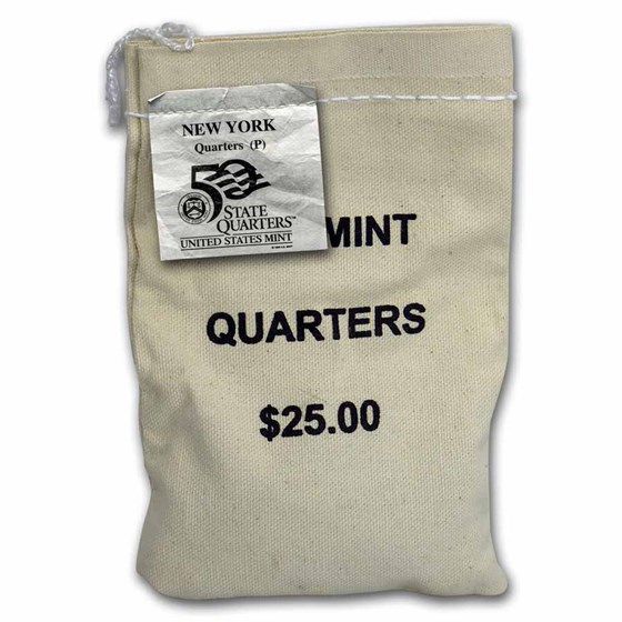2001-P New York Statehood Quarter $25 Sealed Mint Bag BU 2001-P New York Statehood Quarter $25 Sealed Mint Bag BU