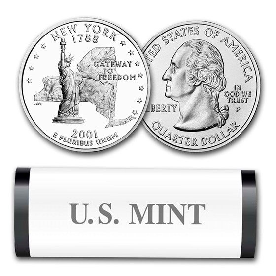 2001-P New York Statehood Quarter 40-Coin Roll (Mint Wrapped) 2001-P New York Statehood Quarter 40-Coin Roll (Mint Wrapped)