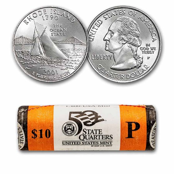 2001-P Rhode Island State Quarter 40-Coin Roll BU (Mint Wrapped) 2001-P Rhode Island State Quarter 40-Coin Roll BU (Mint Wrapped)