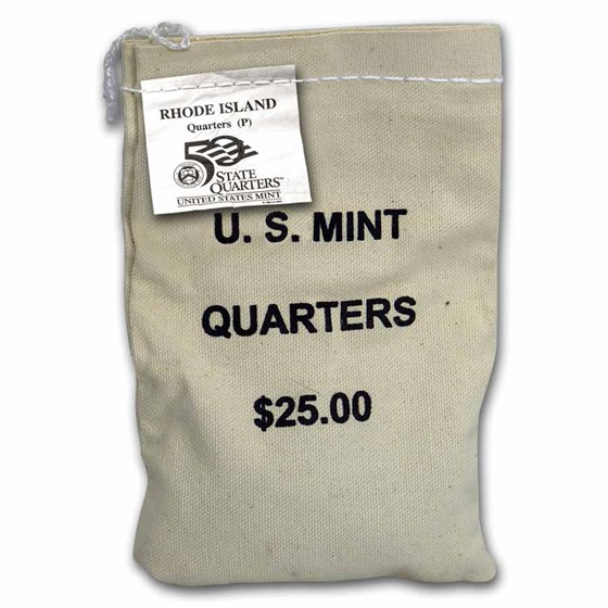 2001-P Rhode Island Statehood Quarter $25 Sealed Mint Bag BU 2001-P Rhode Island Statehood Quarter $25 Sealed Mint Bag BU