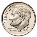 2001-P Roosevelt Dime 50-Coin Roll BU