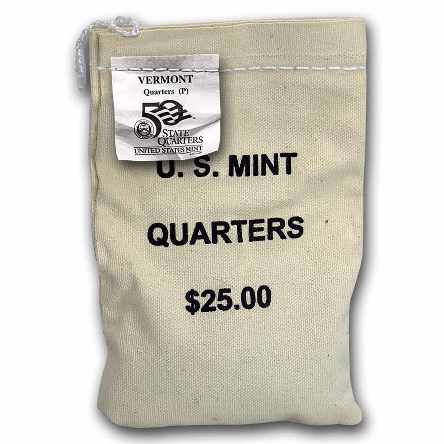 2001-P Vermont Statehood Quarter $25 Sealed Mint Bag BU