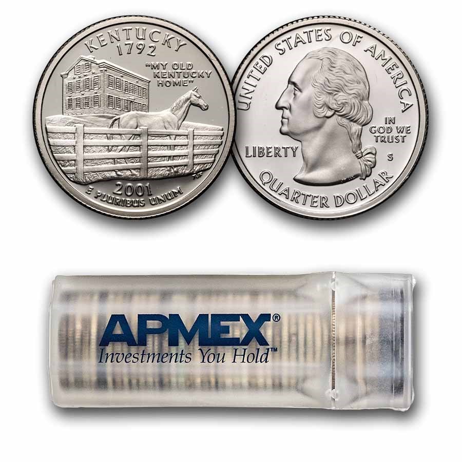 2001-S Kentucky State Quarter Proof 40-Coin Roll (Silver)