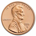 2001-S Lincoln Cent 50-Coin Roll Proof