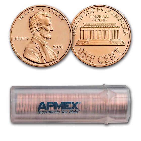 2001-S Lincoln Cent 50-Coin Roll Proof 2001-S Lincoln Cent 50-Coin Roll Proof
