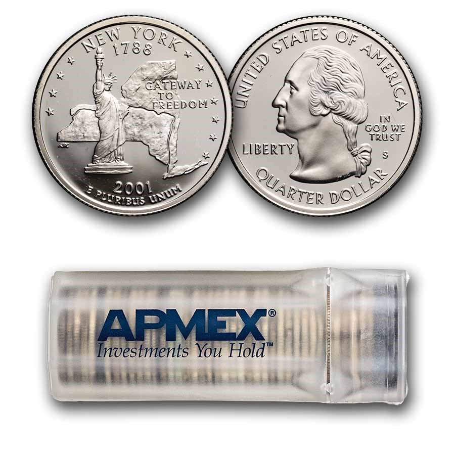 2001-S New York State Quarter Gem Proof 40-Coin roll (Silver)