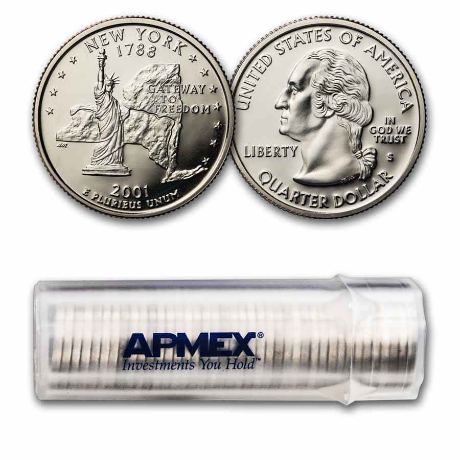 2001-S New York State Quarter Gem Proof 40-Coin Roll