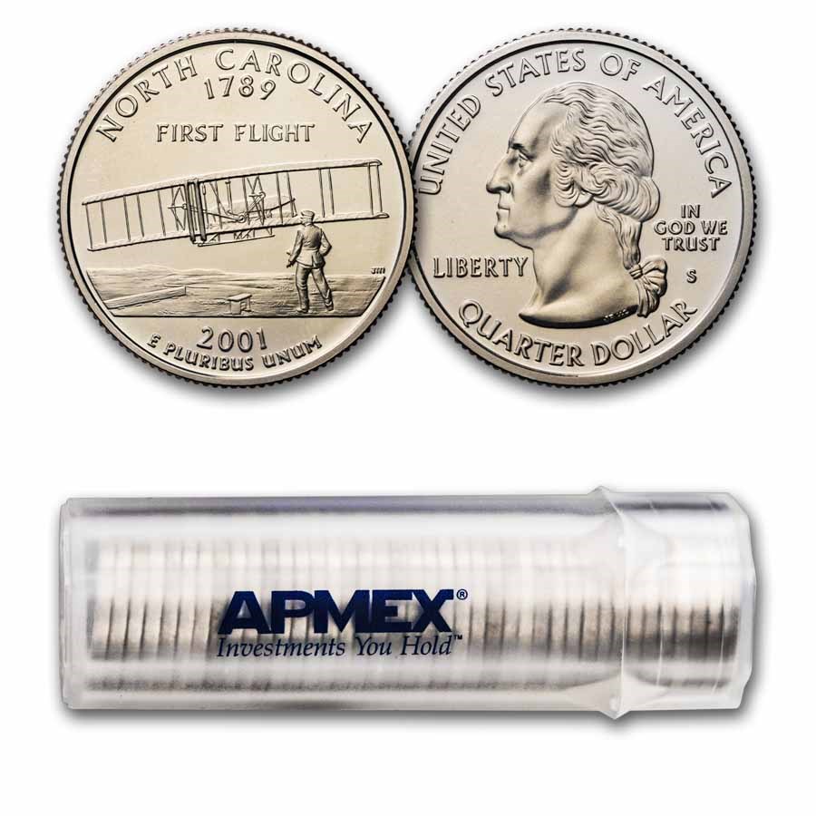 2001-S North Carolina State Quarter Gem Proof 40-Coin Roll