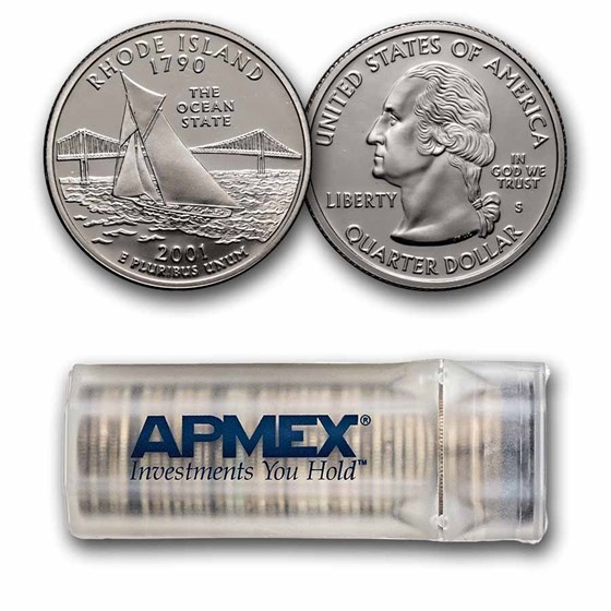 2001-S Rhode Island State Quarter Gem Proof 40-Coin Roll