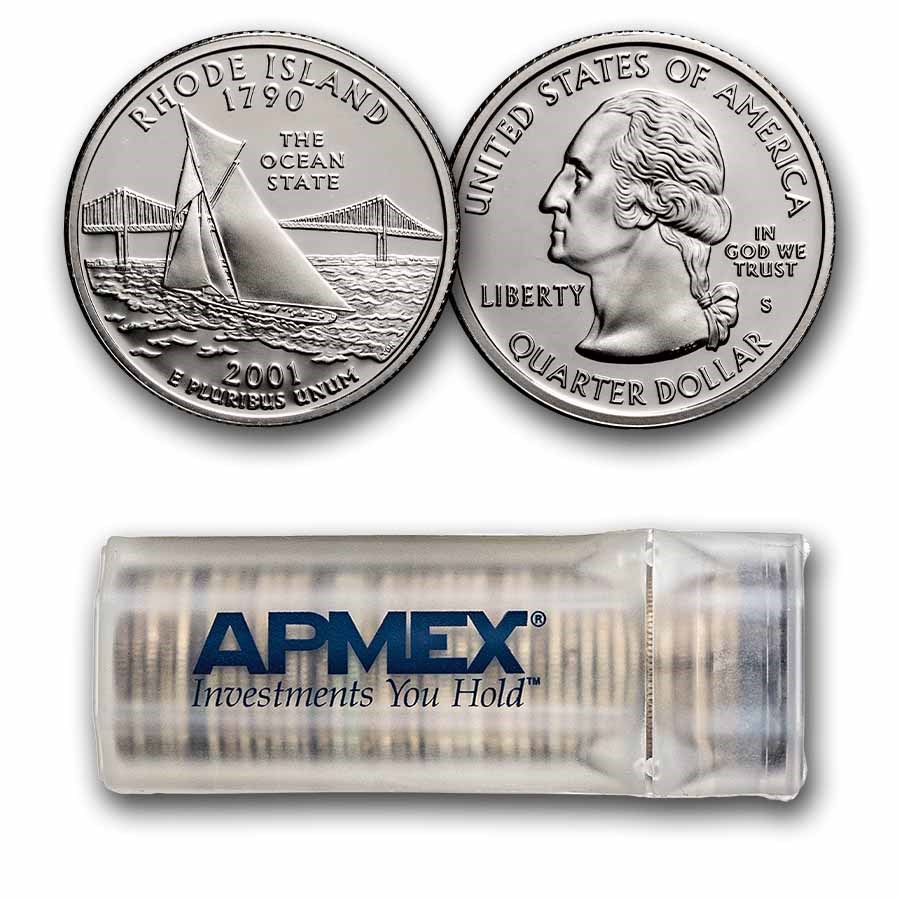 2001-S Rhode Island State Quarter Proof 40-Coin Roll (Silver)