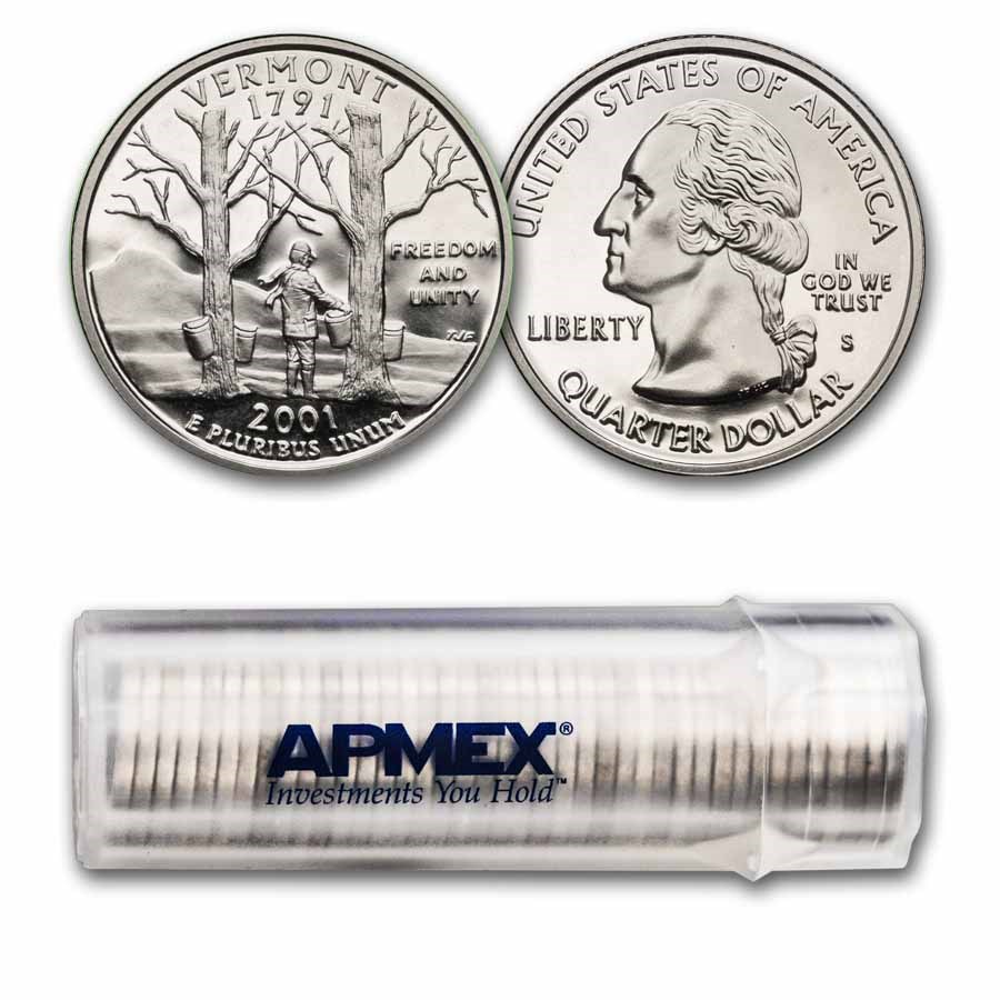 2001-S Vermont State Quarter Gem Proof 40-Coin Roll