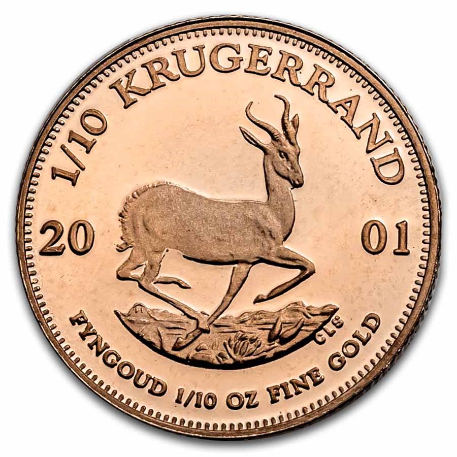 2001 South Africa 1/10 oz Proof Gold Krugerrand (Broken capsule)