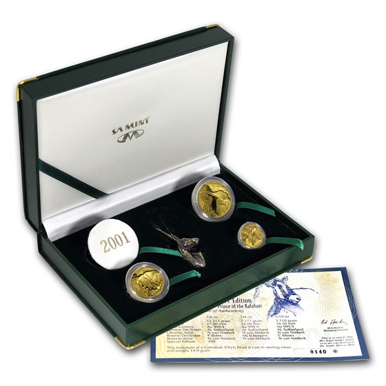 2001 South Africa 3-Coin Gold Natura Oryx Prestige Proof Set 2001 South Africa 3-Coin Gold Natura Oryx Prestige Proof Set