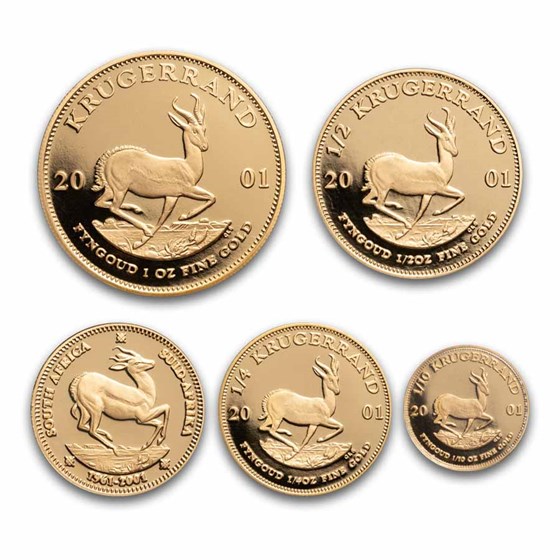2001 South Africa 5-Coin Gold Krugerrand Proof Set (No Box & COA)
