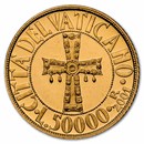 2001 Vatican City Proof Gold 50,000 Lire Pope John Paul II Crucif