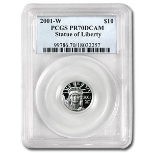 2001-W 1/10 oz Proof American Platinum Eagle PR-70 PCGS 2001-W 1/10 oz Proof American Platinum Eagle PR-70 PCGS