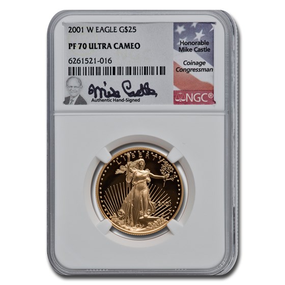 2001-W 1/2 oz Proof American Gold Eagle PF-70 UCAM NGC (Castle) 2001-W 1/2 oz Proof American Gold Eagle PF-70 UCAM NGC (Castle)