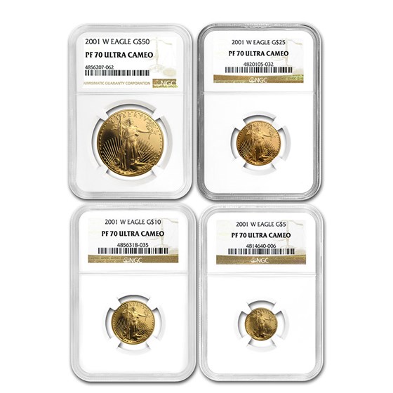 2001-W 4-Coin Proof American Gold Eagle Set PF-70 NGC 2001-W 4-Coin Proof American Gold Eagle Set PF-70 NGC