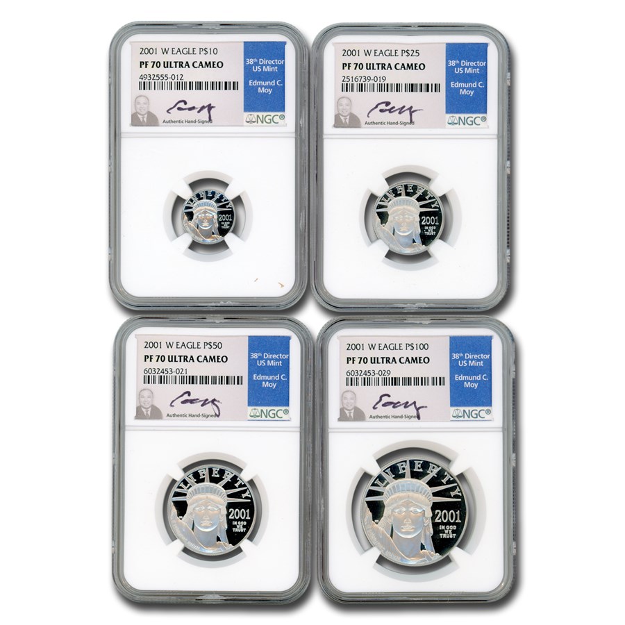 2001-W 4-Coin Proof American Platinum Eagle Set PF-70 NGC (Moy)