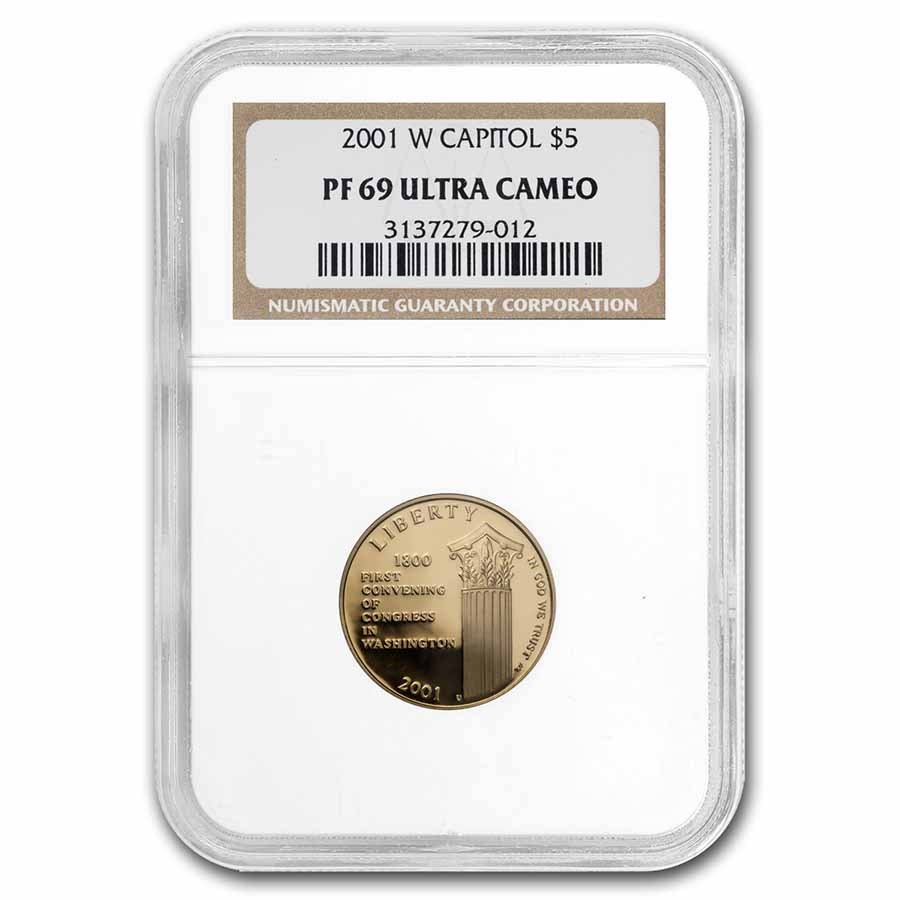 2001-W Gold $5 Commem Capitol Visitor Center PF-69 NGC
