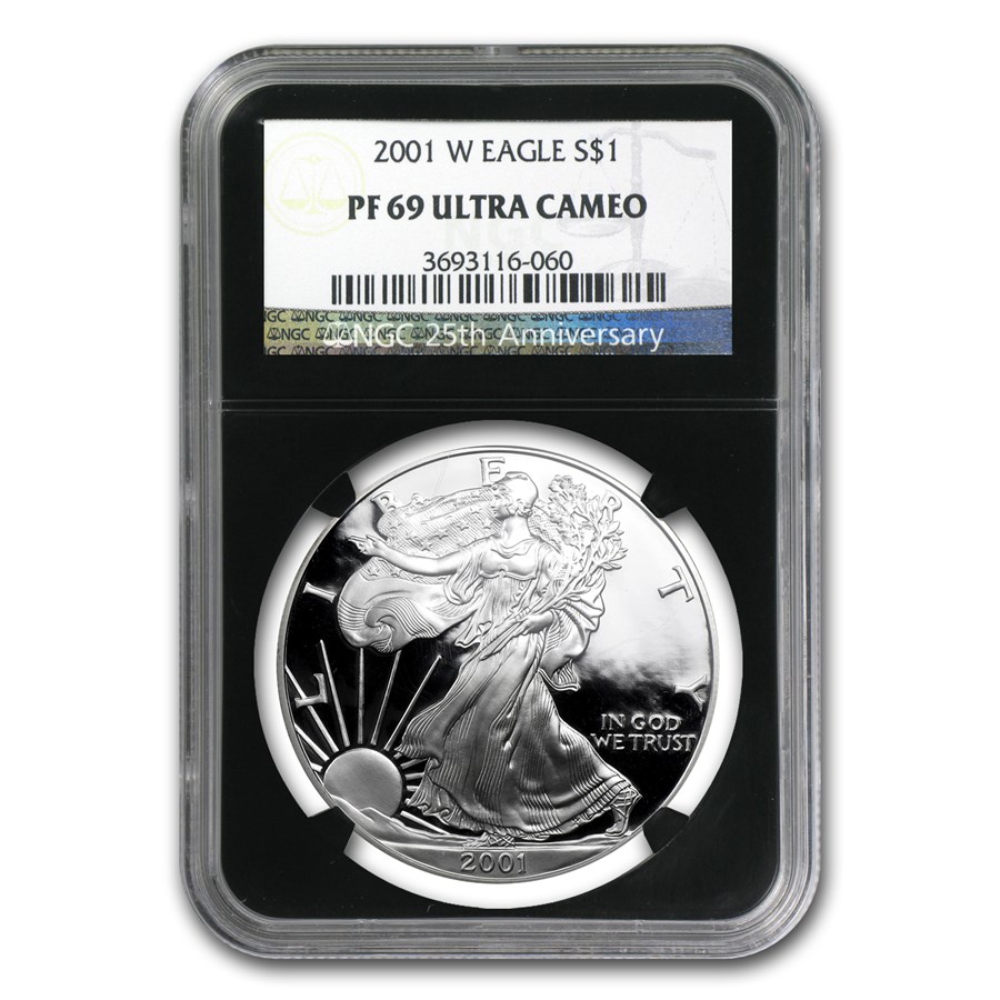 2001-W Proof American Silver Eagle PF-69 NGC (Retro Black Insert)