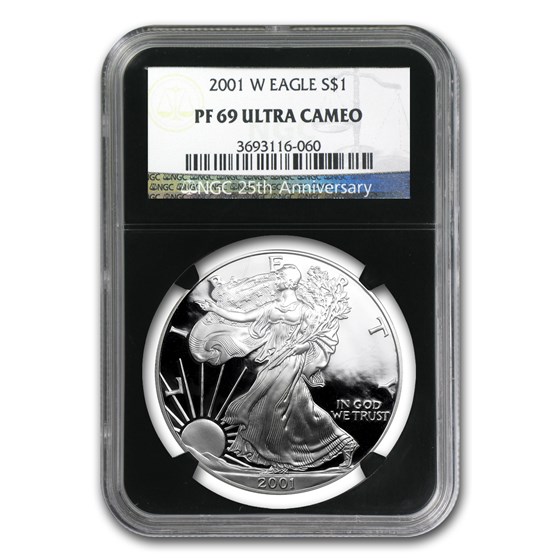 2001-W Proof American Silver Eagle PF-69 NGC (Retro Black Insert) 2001-W Proof American Silver Eagle PF-69 NGC (Retro Black Insert)