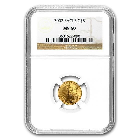2002 1/10 oz American Gold Eagle MS-69 NGC 2002 1/10 oz American Gold Eagle MS-69 NGC
