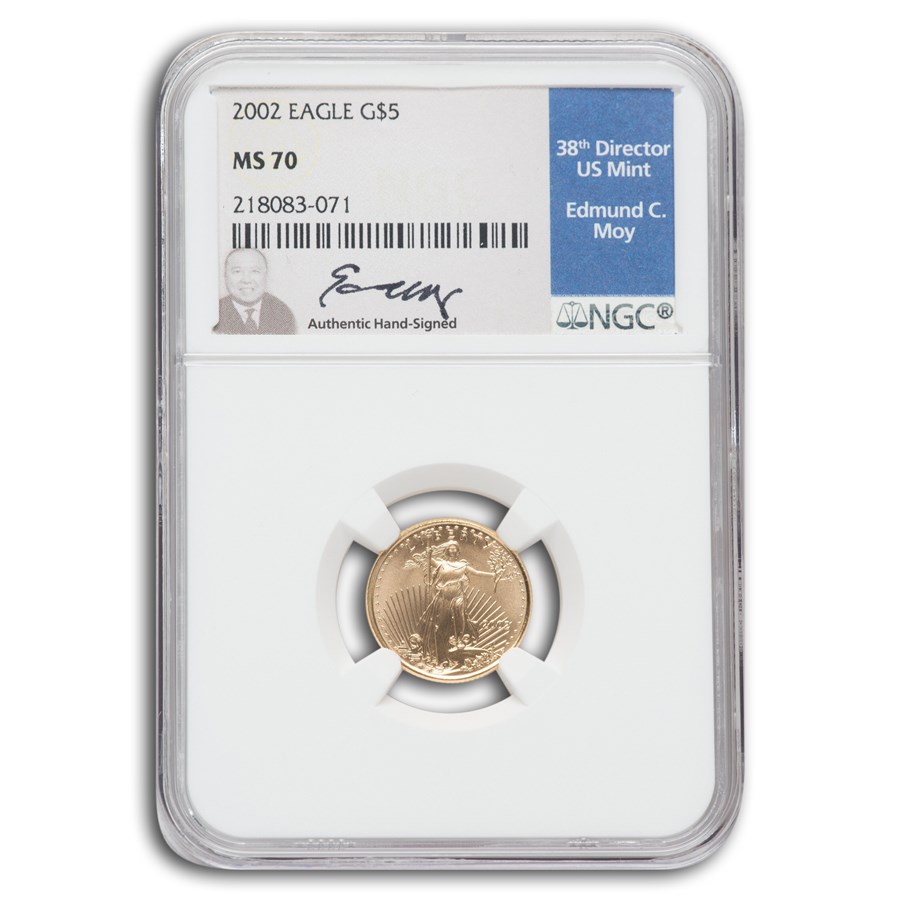 2002 1/10 oz American Gold Eagle MS-70 NGC (Moy)
