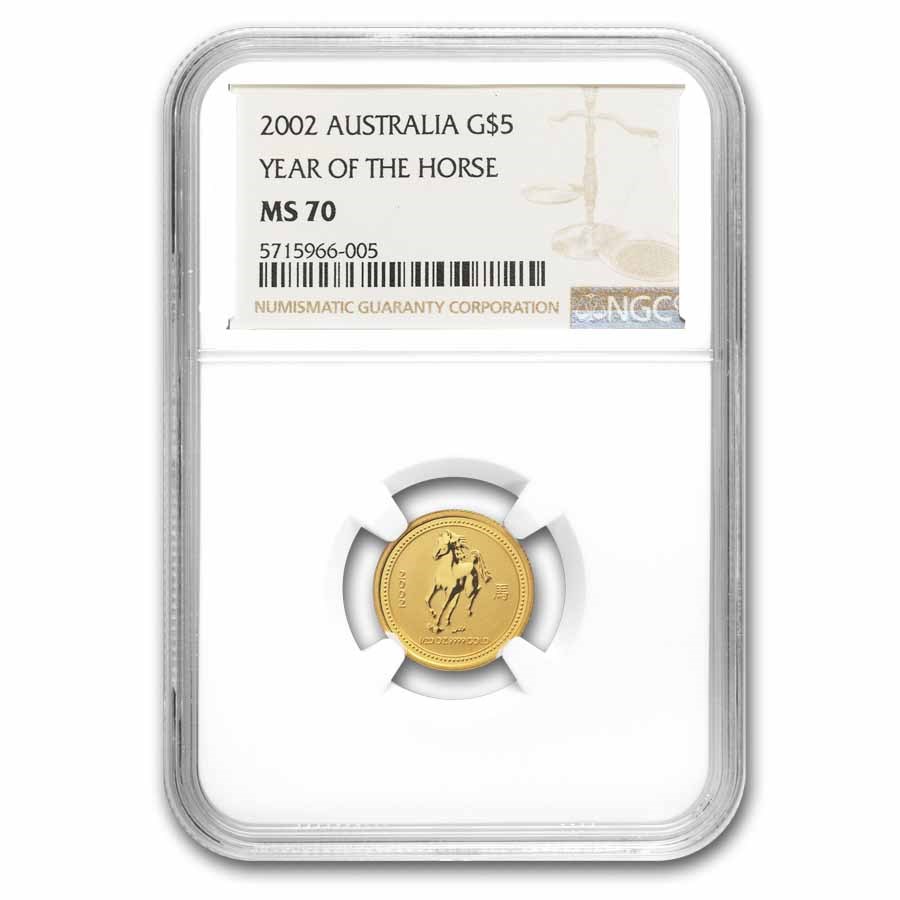 2002 1/20 oz Gold Year of the Horse Coin MS-70 NGC