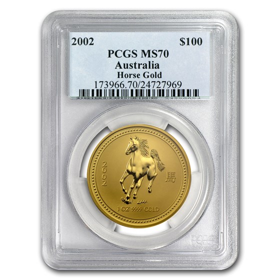 2002 1 oz Gold Lunar Year of the Horse MS-70 PCGS (Series I) 2002 1 oz Gold Lunar Year of the Horse MS-70 PCGS (Series I)