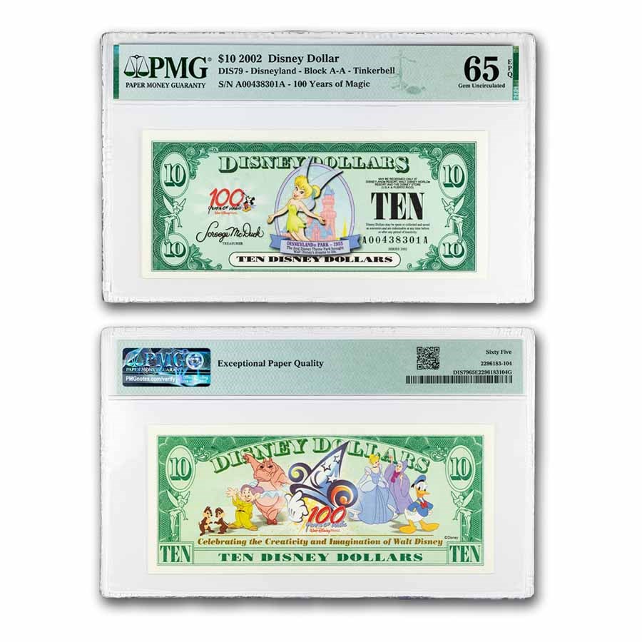 2002 $10.00 (AA) Tinkerbell (DIS#79) CU-65 EPQ PMG