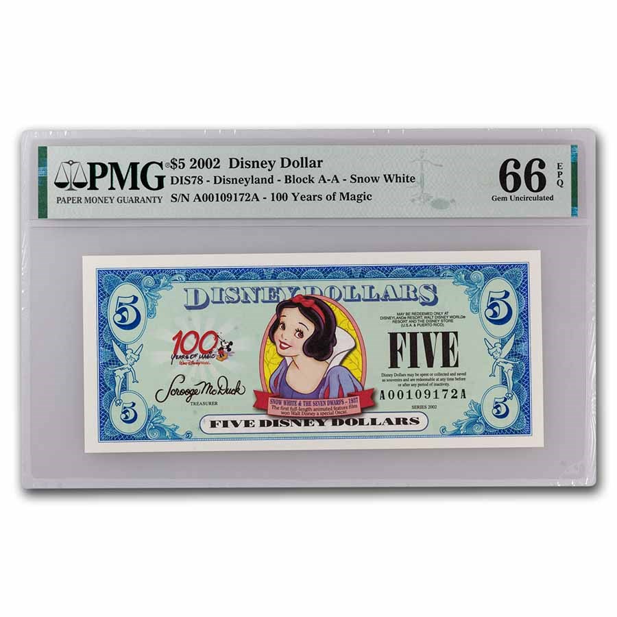 2002 $5.00 (AA) Snow White (DIS#78) CU-66 EPQ PMG