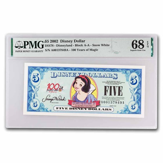 2002 $5.00 (AA) Snow White (DIS#78) CU-68 EPQ PMG 2002 $5.00 (AA) Snow White (DIS#78) CU-68 EPQ PMG