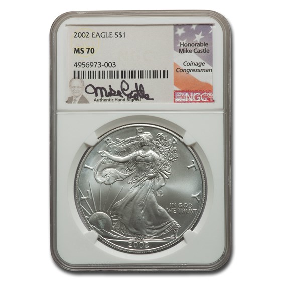 2002 American Silver Eagle MS-70 NGC (Castle) 2002 American Silver Eagle MS-70 NGC (Castle)