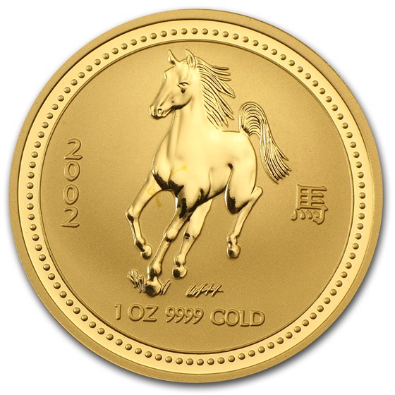 2002 Australia 1 oz Gold Lunar Horse BU (Series I) 2002 Australia 1 oz Gold Lunar Horse BU (Series I)