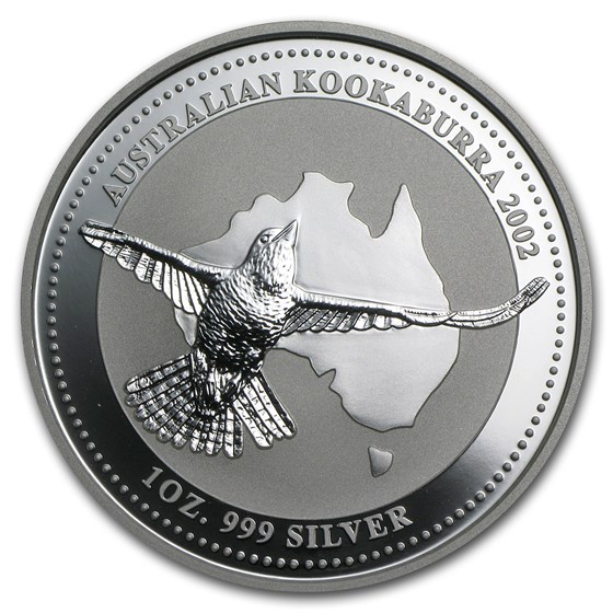 2002 Australia 1 oz Silver Kookaburra BU