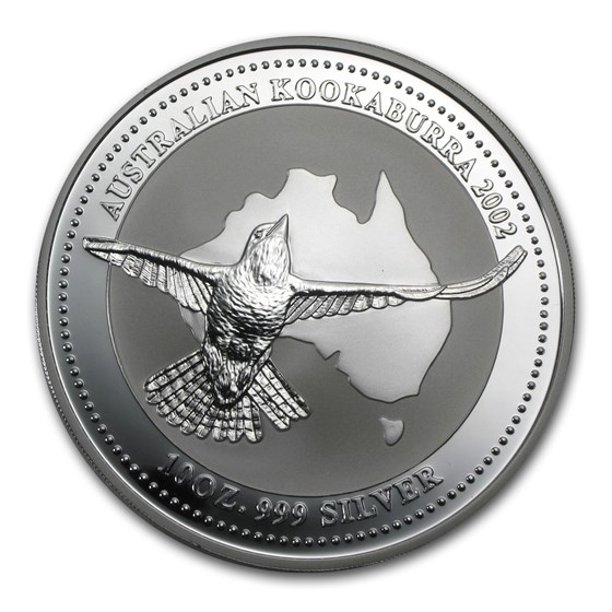 2002 Australia 10 oz Silver Kookaburra BU