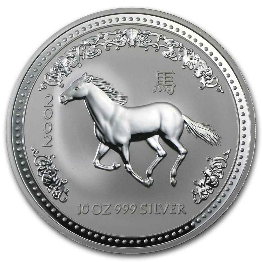 2002 Australia 10 oz Silver Year of the Horse BU