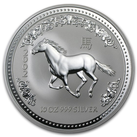 2002 Australia 10 oz Silver Year of the Horse BU 2002 Australia 10 oz Silver Year of the Horse BU
