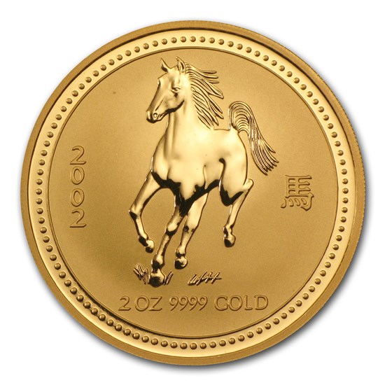2002 Australia 2 oz Gold Lunar Horse BU (Series I) 2002 Australia 2 oz Gold Lunar Horse BU (Series I)